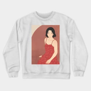 A woman in a red dress Crewneck Sweatshirt